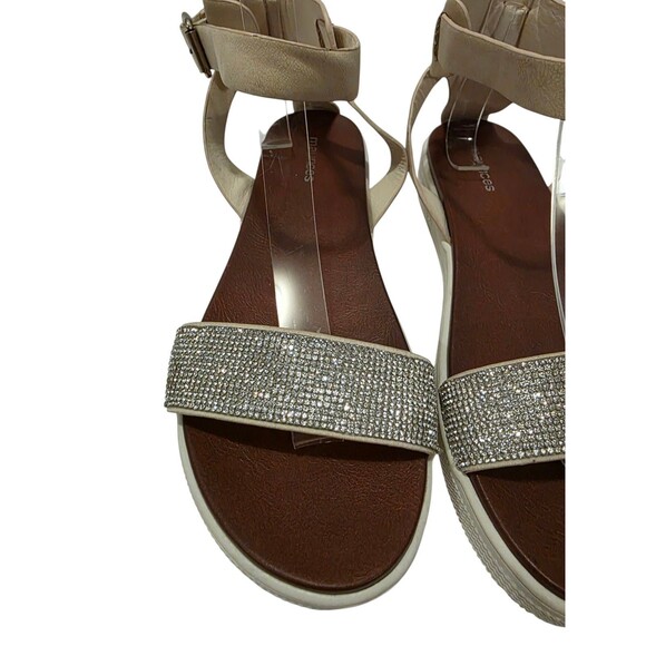 Maurices Sandals Womans 9 Beige Sparkle Open Toe Adjustable Comfort - Picture 3 of 7